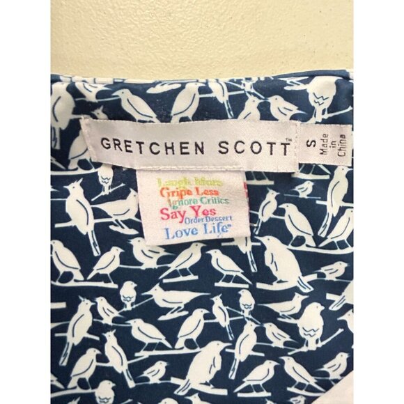 Gretchen Scott Navy & White Ruffled Birdcage Print Dress Small - Picture 4 of 5
